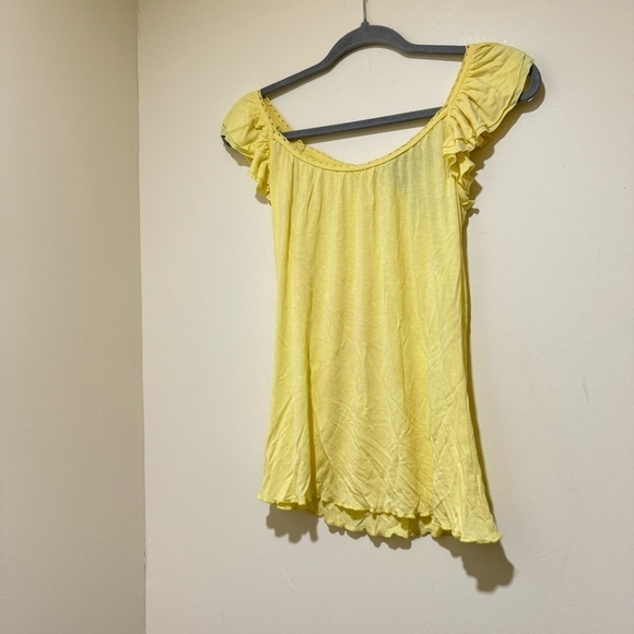 Women’s Y2K Dex Brand Yellow Lettuce Trim Flowy Soft Summer Tank Top Size: L - Picture 4 of 15